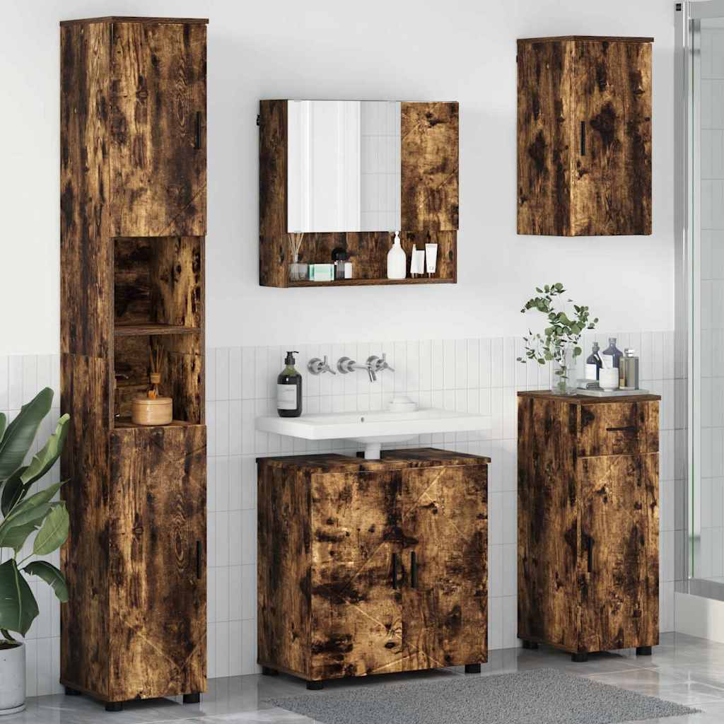 Ensemble de mobilier de salle de bain 5 pc Chêne fumé