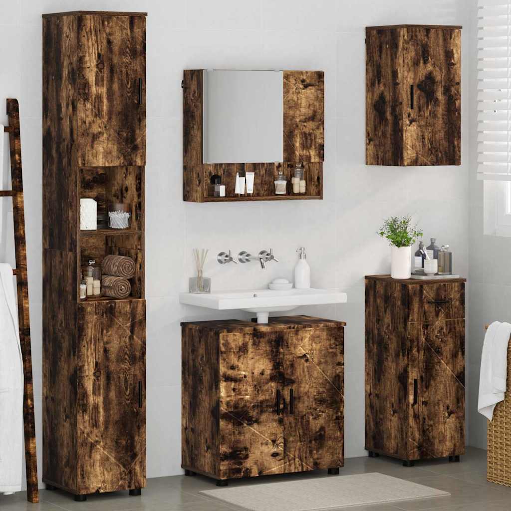 Ensemble de mobilier de salle de bain 5 pc Chêne fumé