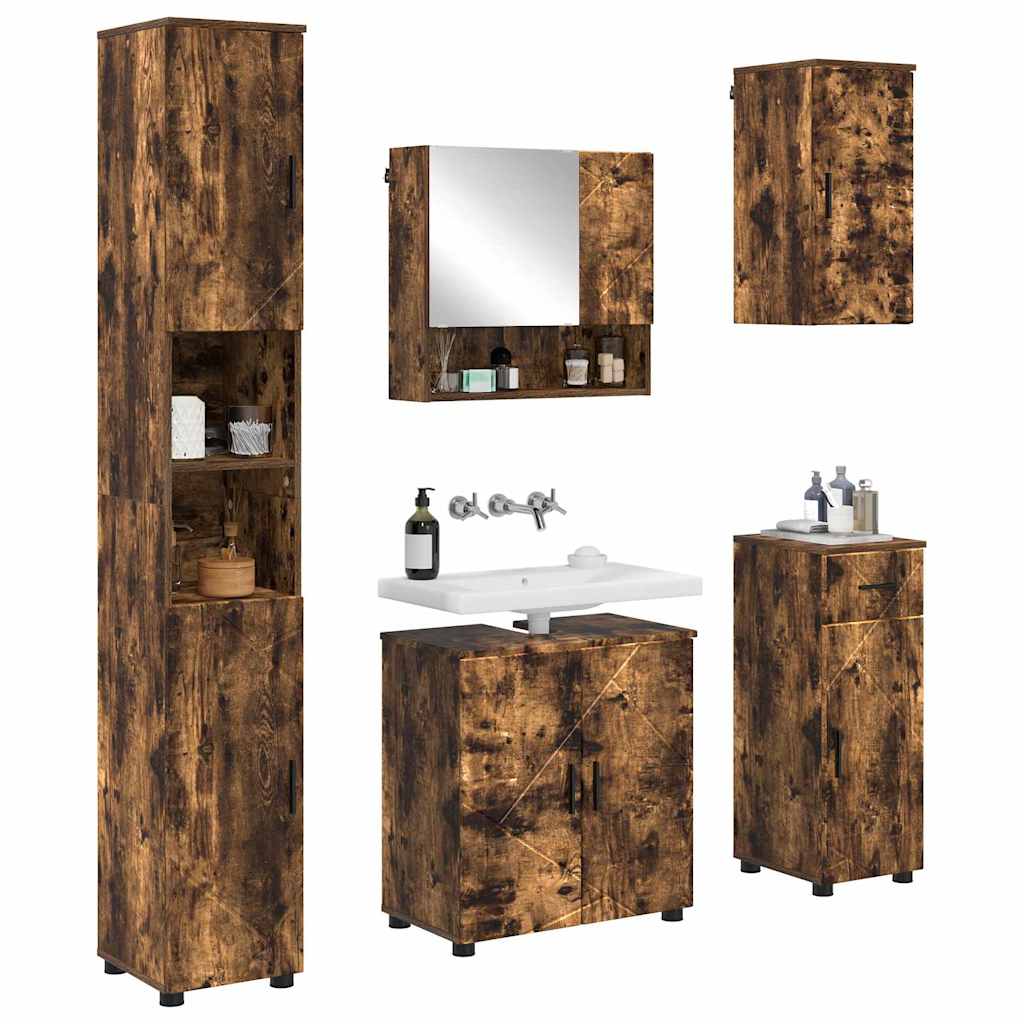 Ensemble de mobilier de salle de bain 5 pc Chêne fumé