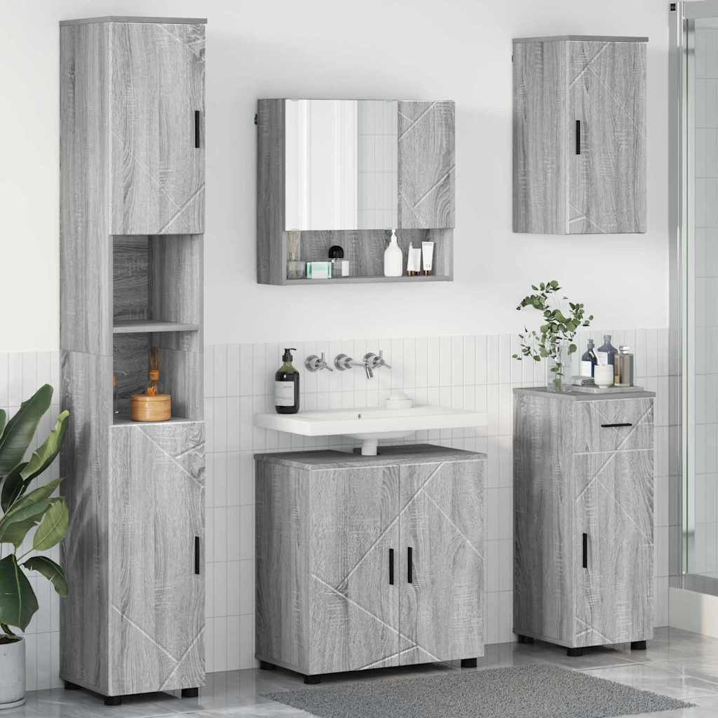 Ensemble de mobilier de salle de bain 5 pc Gris Sonoma - XIOS