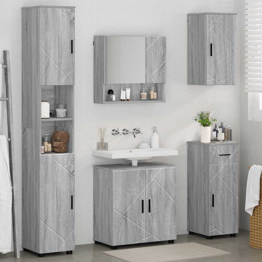Ensemble de mobilier de salle de bain 5 pc Gris Sonoma - XIOS