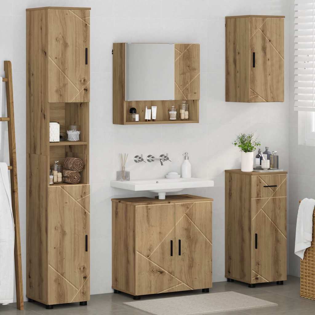 Ensemble de mobilier de salle de bain 5 pc Chêne artisanal