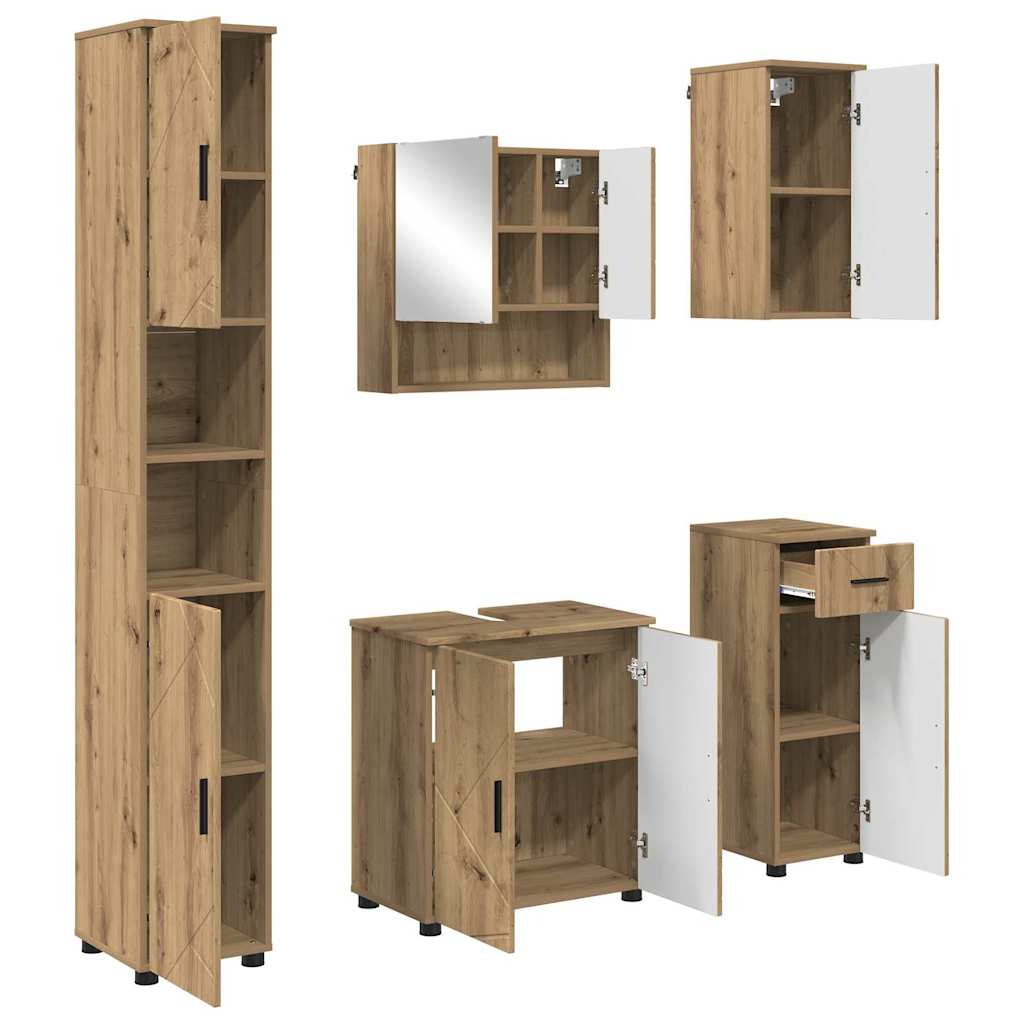 Ensemble de mobilier de salle de bain 5 pc Chêne artisanal