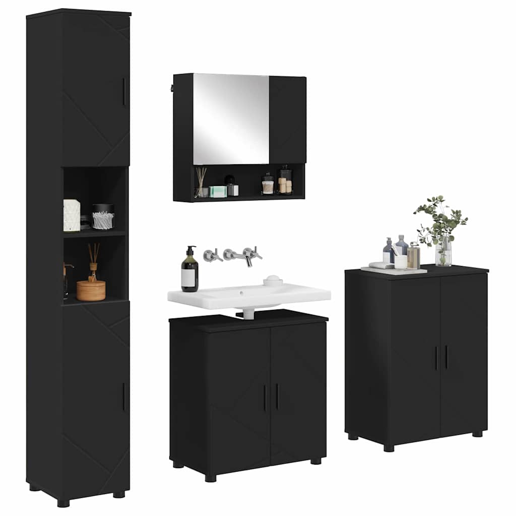 Ensemble de mobilier de salle de bain 4 pc Noir 61 x 35 x 64 cm