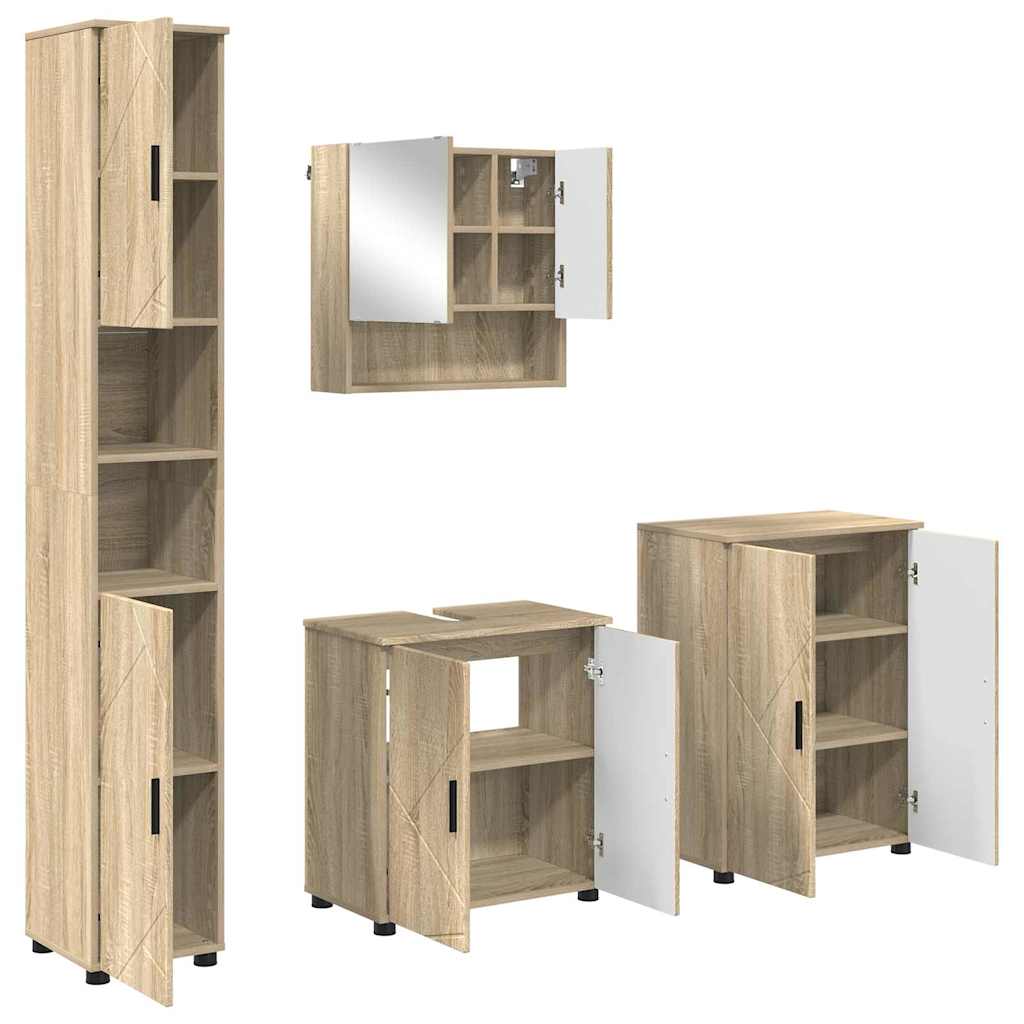 Ensemble de mobilier de salle de bain 4 pc Chêne Sonoma - XIOS