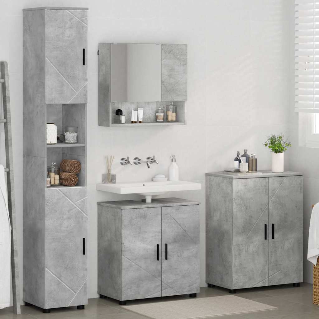 Ensemble de mobilier de salle de bain 4 pc Gris béton - XIOS