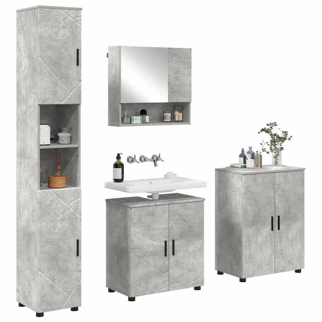 Ensemble de mobilier de salle de bain 4 pc Gris béton - XIOS