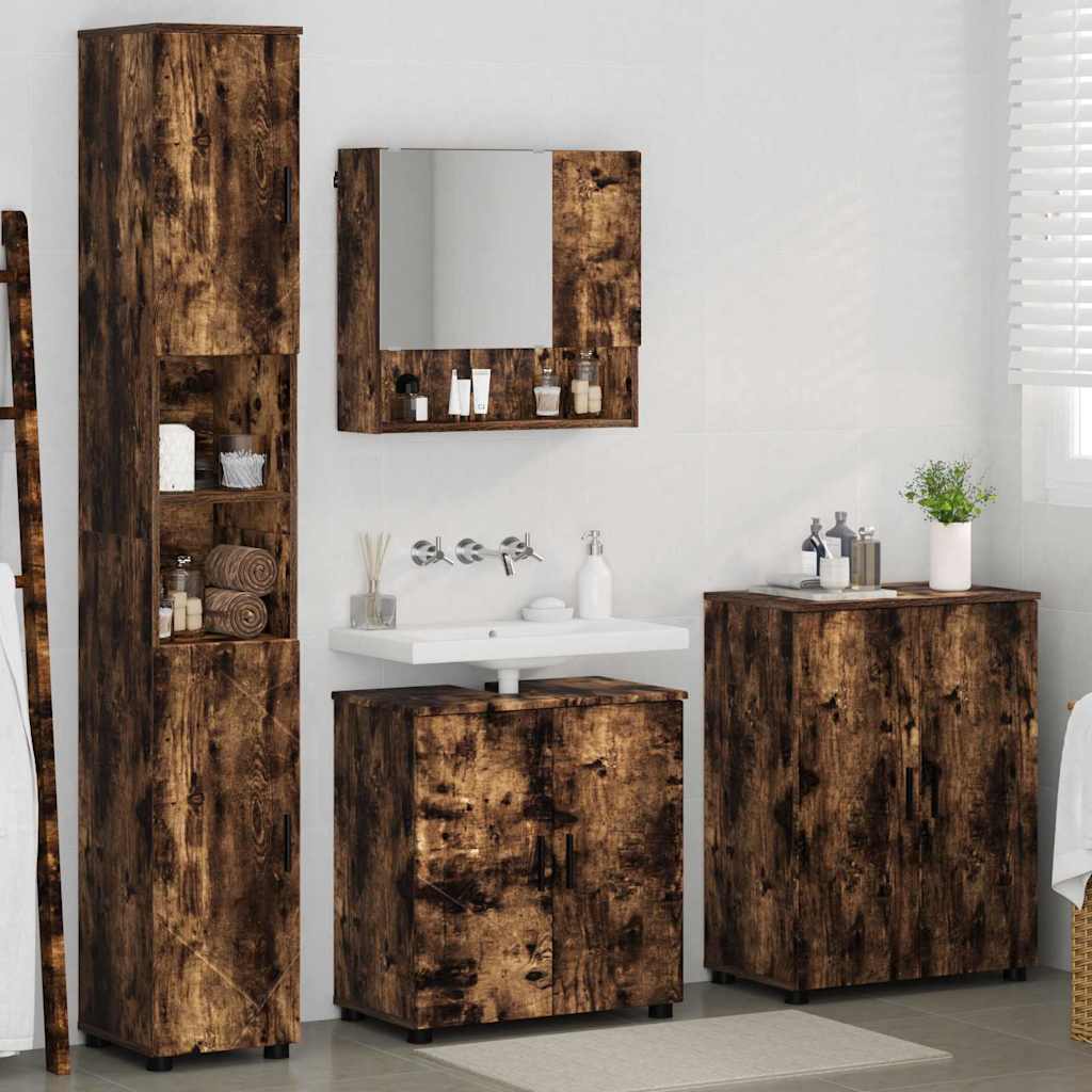 Ensemble de mobilier de salle de bain 4 pc Chêne fumé