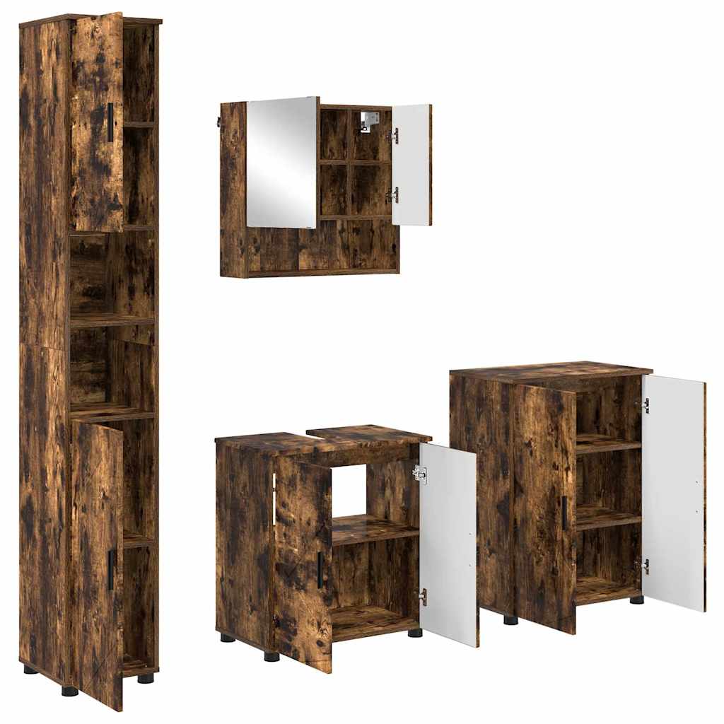 Ensemble de mobilier de salle de bain 4 pc Chêne fumé