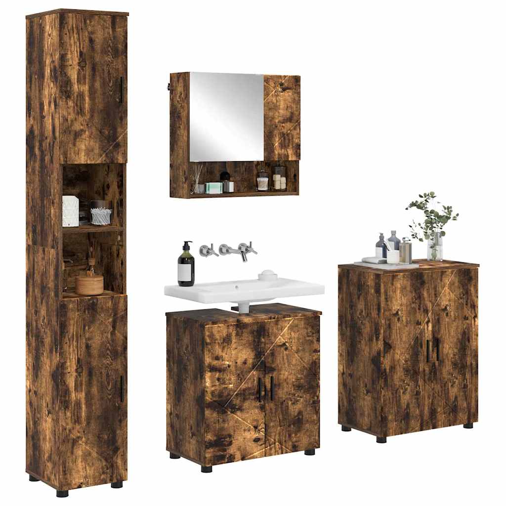 Ensemble de mobilier de salle de bain 4 pc Chêne fumé