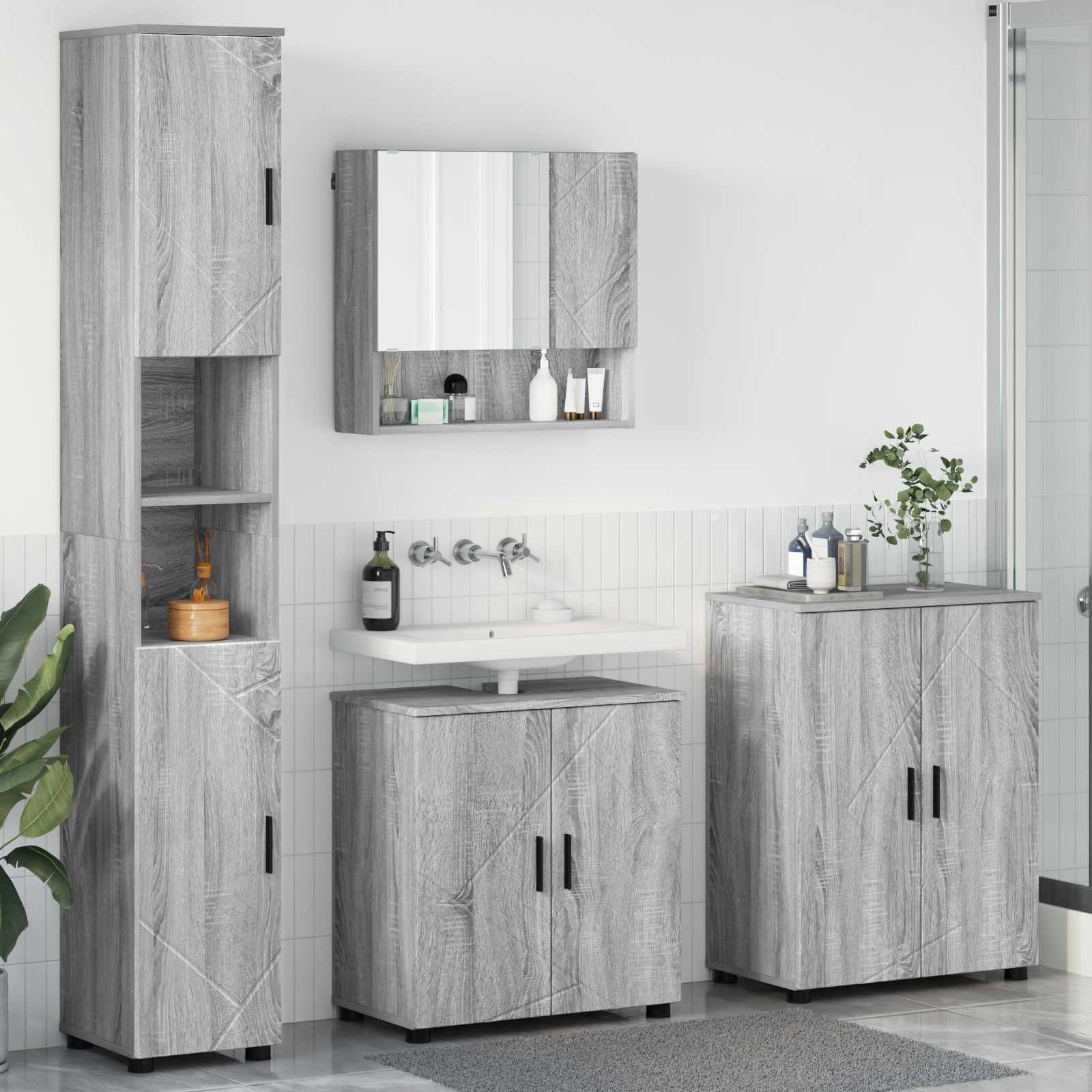 Ensemble de mobilier de salle de bain 4 pc Gris Sonoma - XIOS