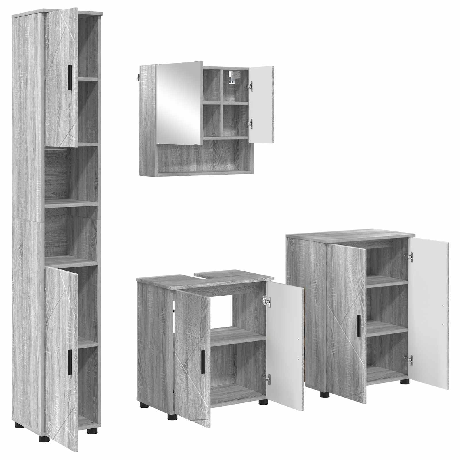 Ensemble de mobilier de salle de bain 4 pc Gris Sonoma - XIOS