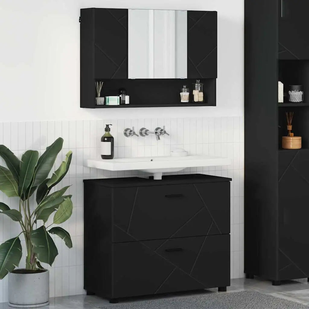 Ensemble de mobilier de salle de bain 2 pc Noir - XIOS