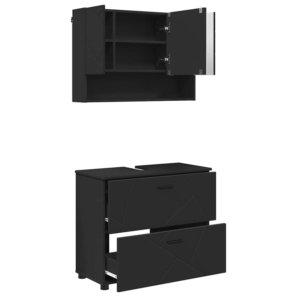 Ensemble de mobilier de salle de bain 2 pc Noir
