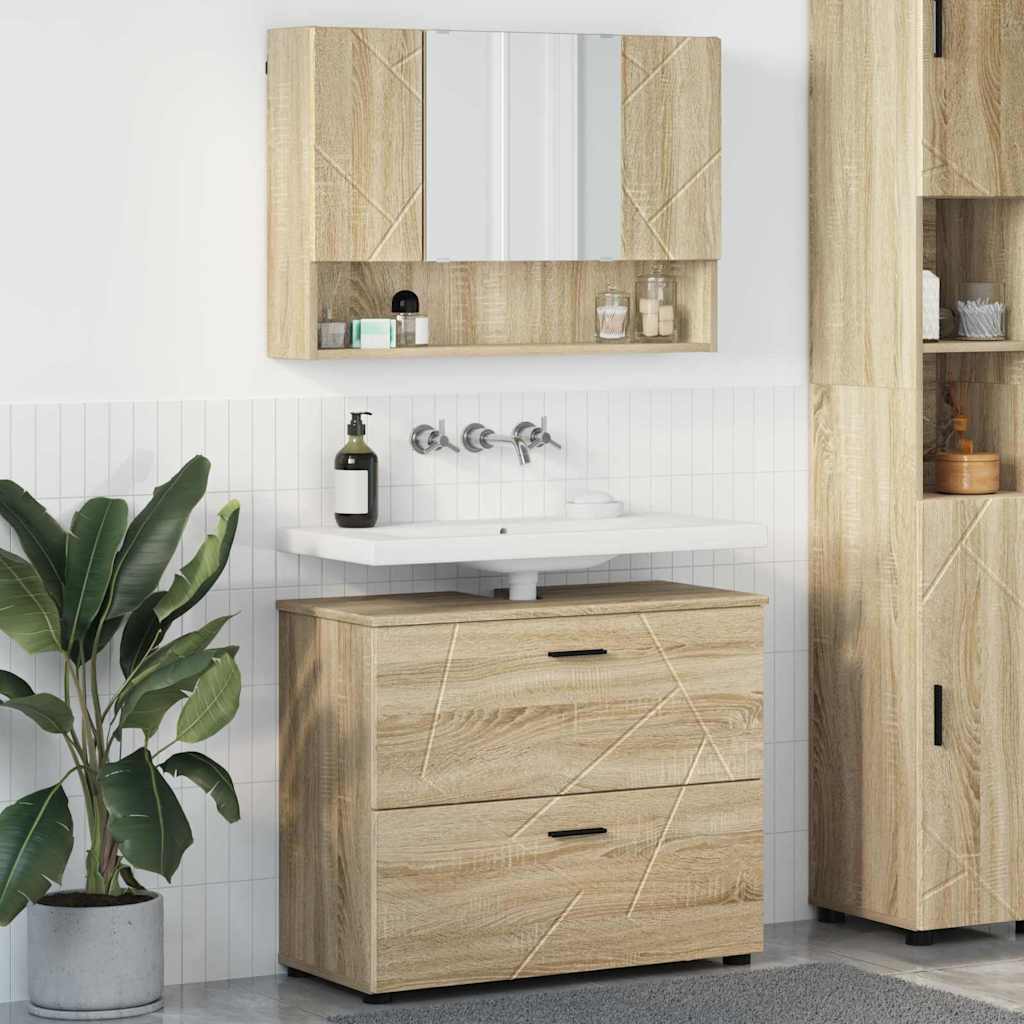 Ensemble de mobilier de salle de bain 2 pc Chêne Sonoma