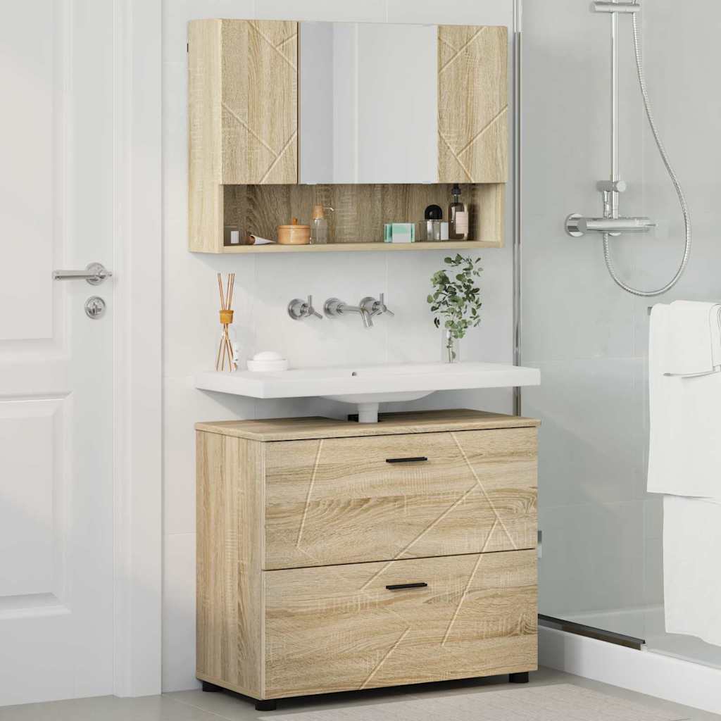 Ensemble de mobilier de salle de bain 2 pc Chêne Sonoma