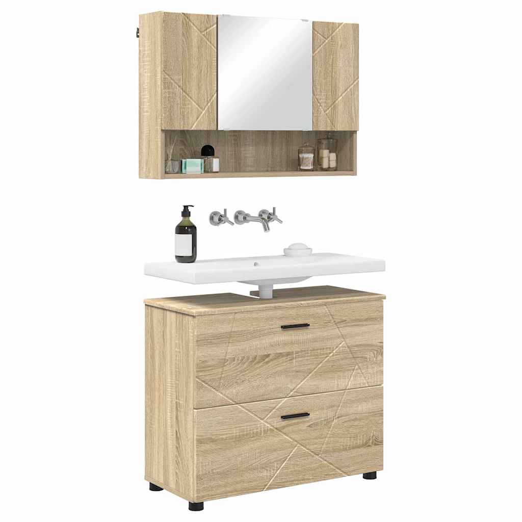 Ensemble de mobilier de salle de bain 2 pc Chêne Sonoma