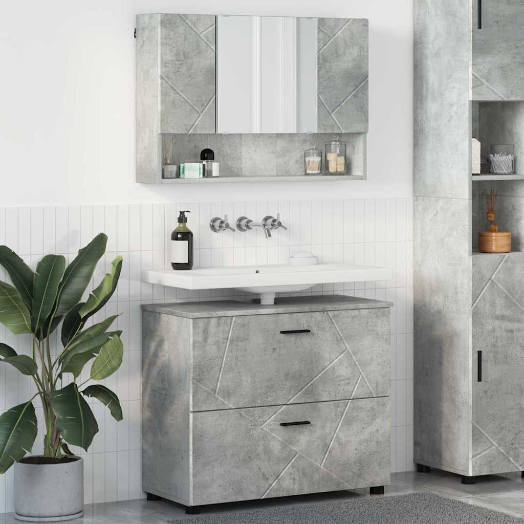 Ensemble de mobilier de salle de bain 2 pc Gris béton - XIOS