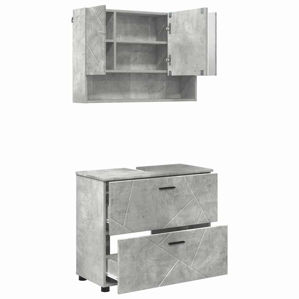 Ensemble de mobilier de salle de bain 2 pc Gris béton - XIOS