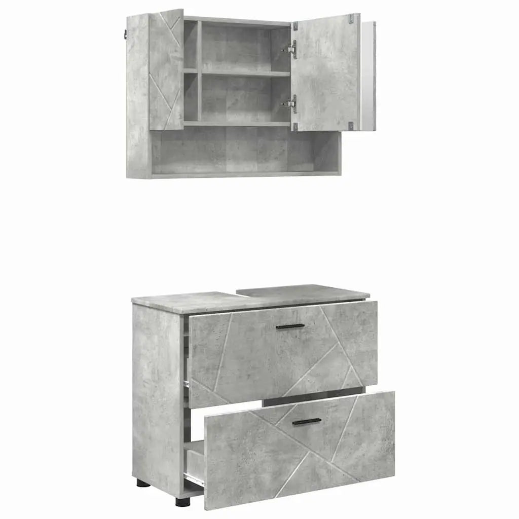 Ensemble de mobilier de salle de bain 2 pc Gris béton - XIOS