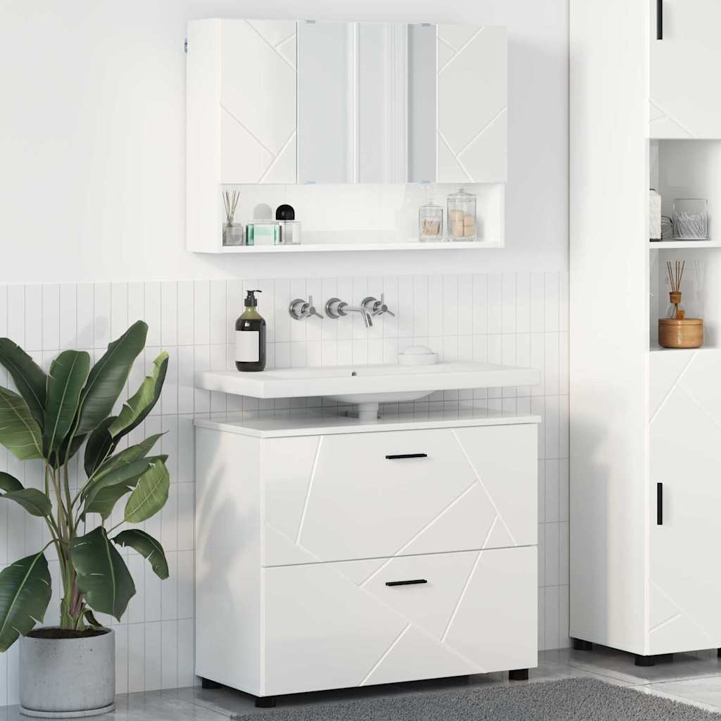 Ensemble de mobilier de salle de bain 2 pc Blanc brillant
