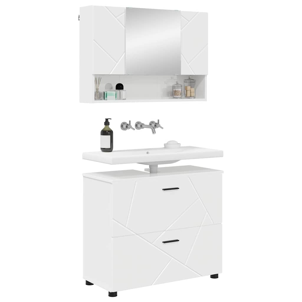Ensemble de mobilier de salle de bain 2 pc Blanc brillant
