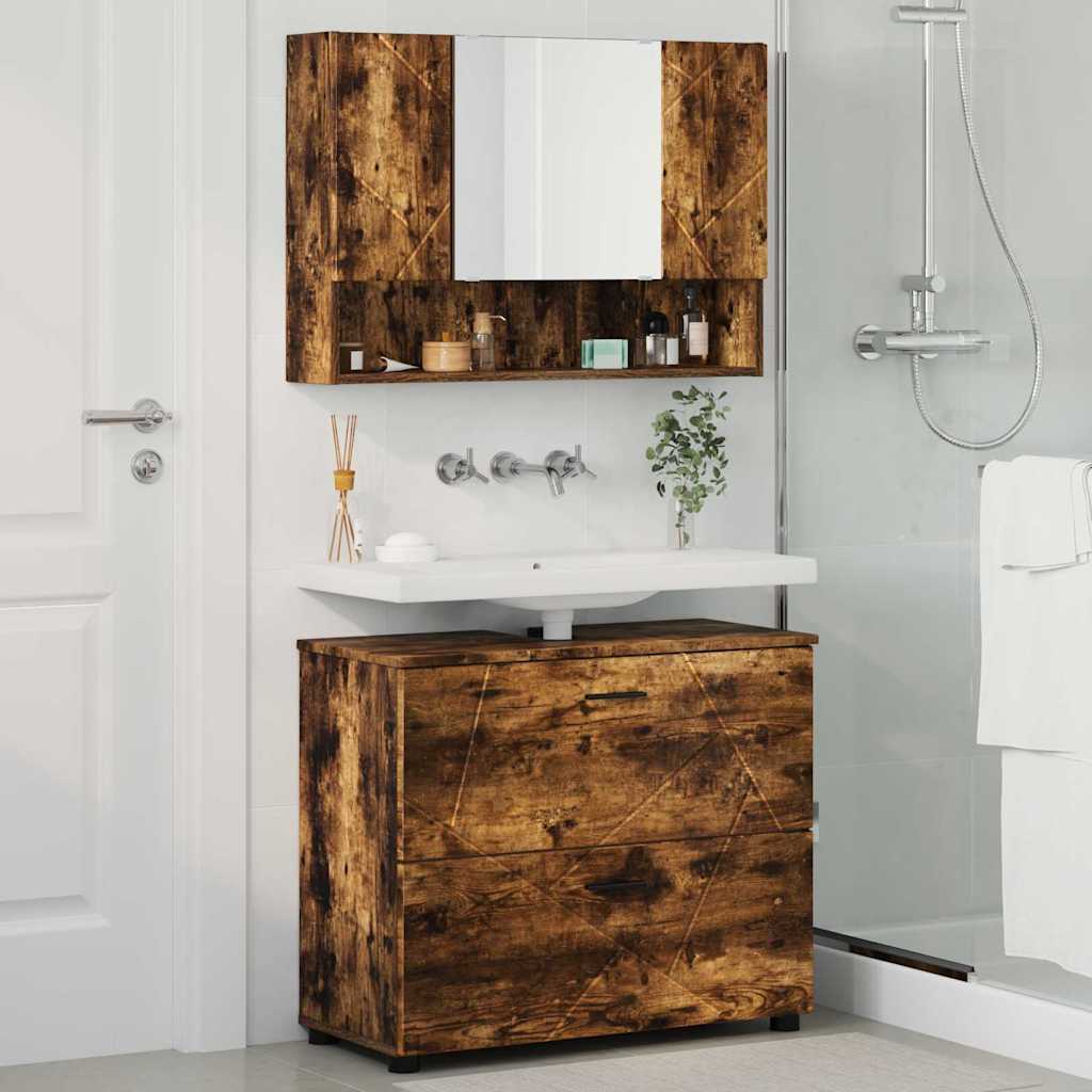 Ensemble de mobilier de salle de bain 2 pc Chêne fumé