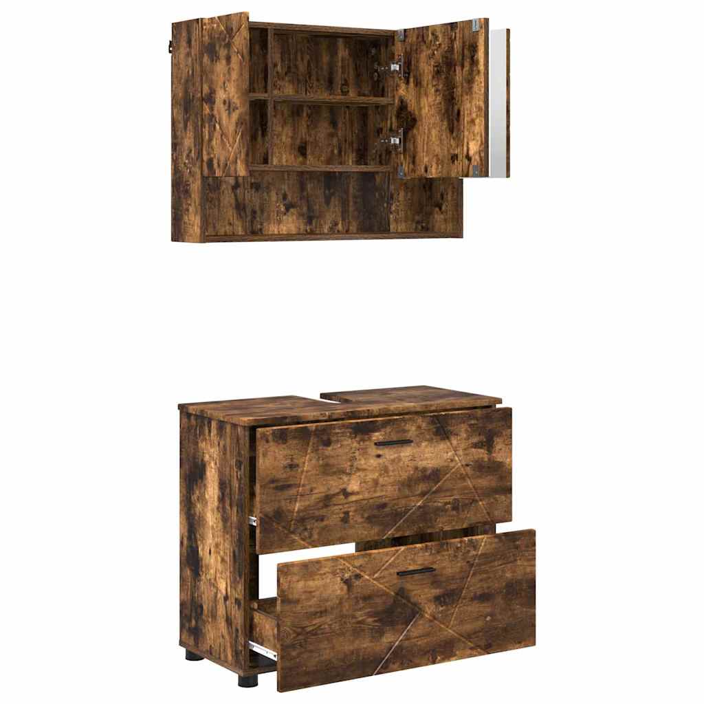 Ensemble de mobilier de salle de bain 2 pc Chêne fumé - XIOS