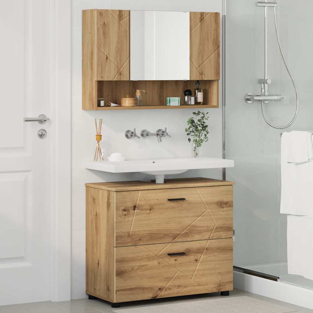 Ensemble de mobilier de salle de bain 2 pc Chêne artisanal