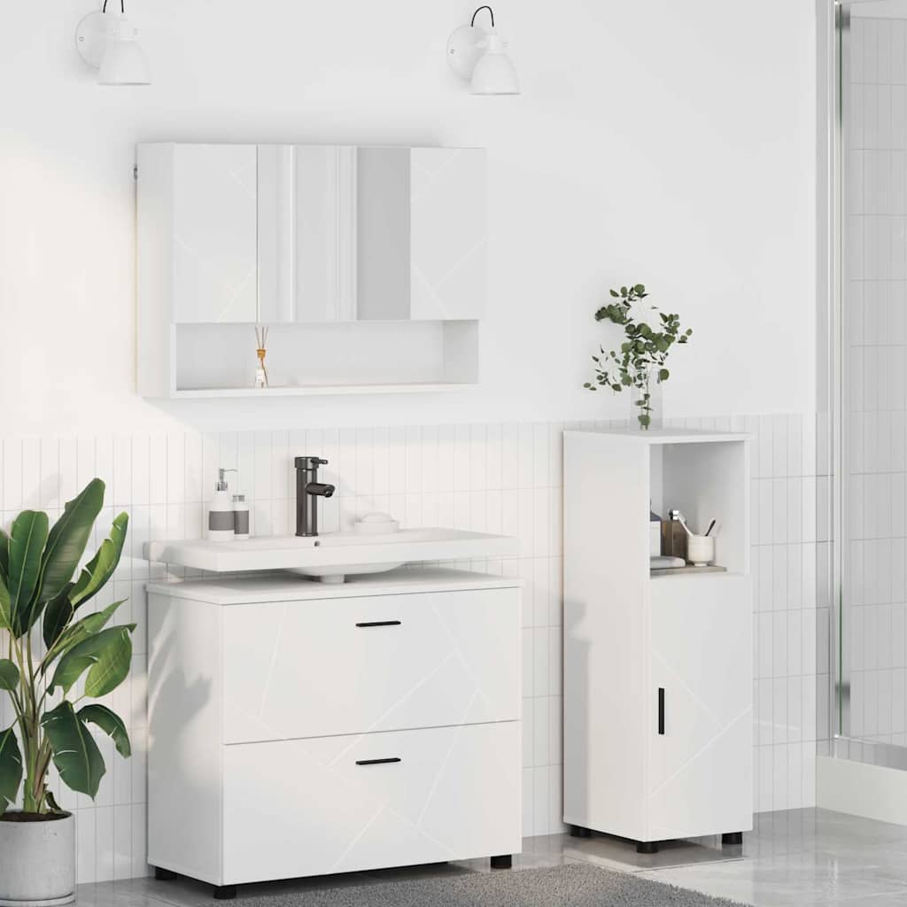 Ensemble de mobilier de salle de bain 3 pièces Blanc