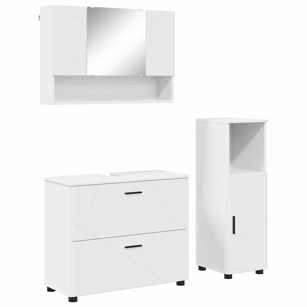 Ensemble de mobilier de salle de bain 3 pièces Blanc