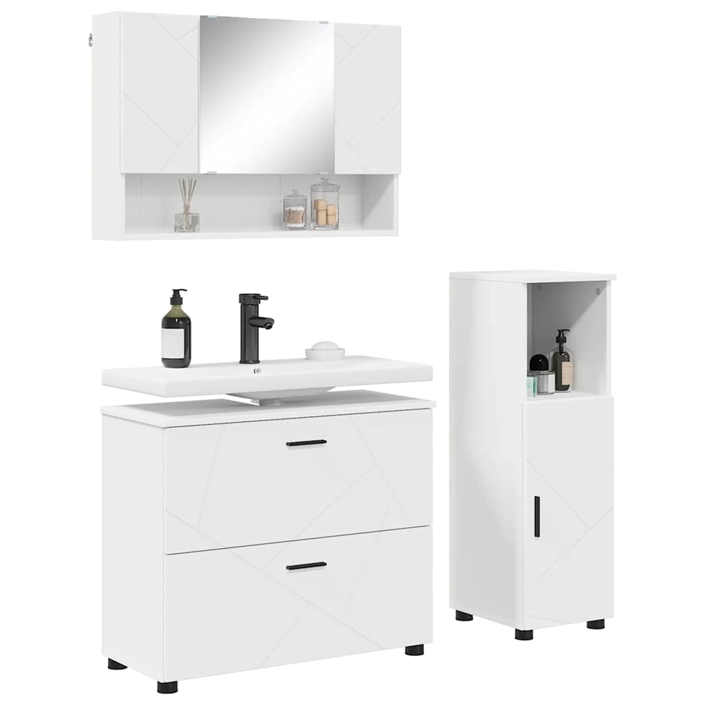 Ensemble de mobilier de salle de bain 3 pièces Blanc