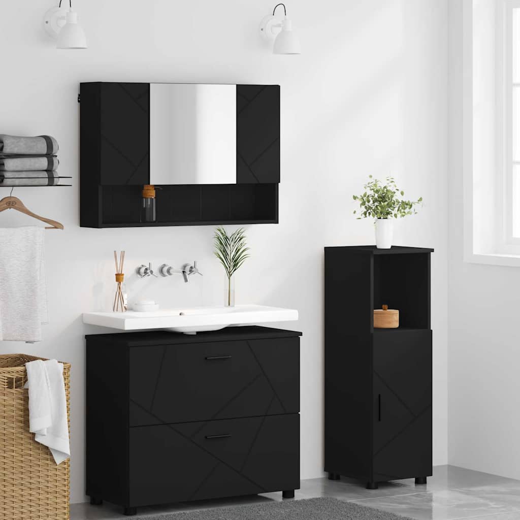 Ensemble de mobilier de salle de bain 3 pc Noir