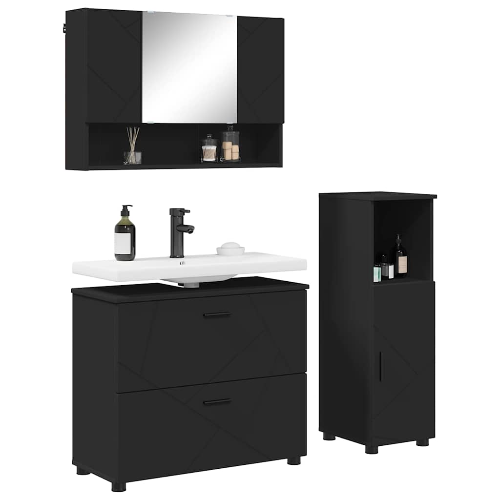 Ensemble de mobilier de salle de bain 3 pc Noir
