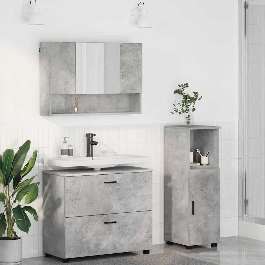 Ensemble de mobilier de salle de bain 3 pc Gris béton - XIOS