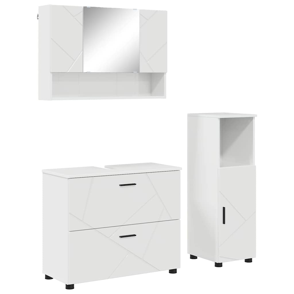 Ensemble de mobilier de salle de bain 3 pc Blanc brillant