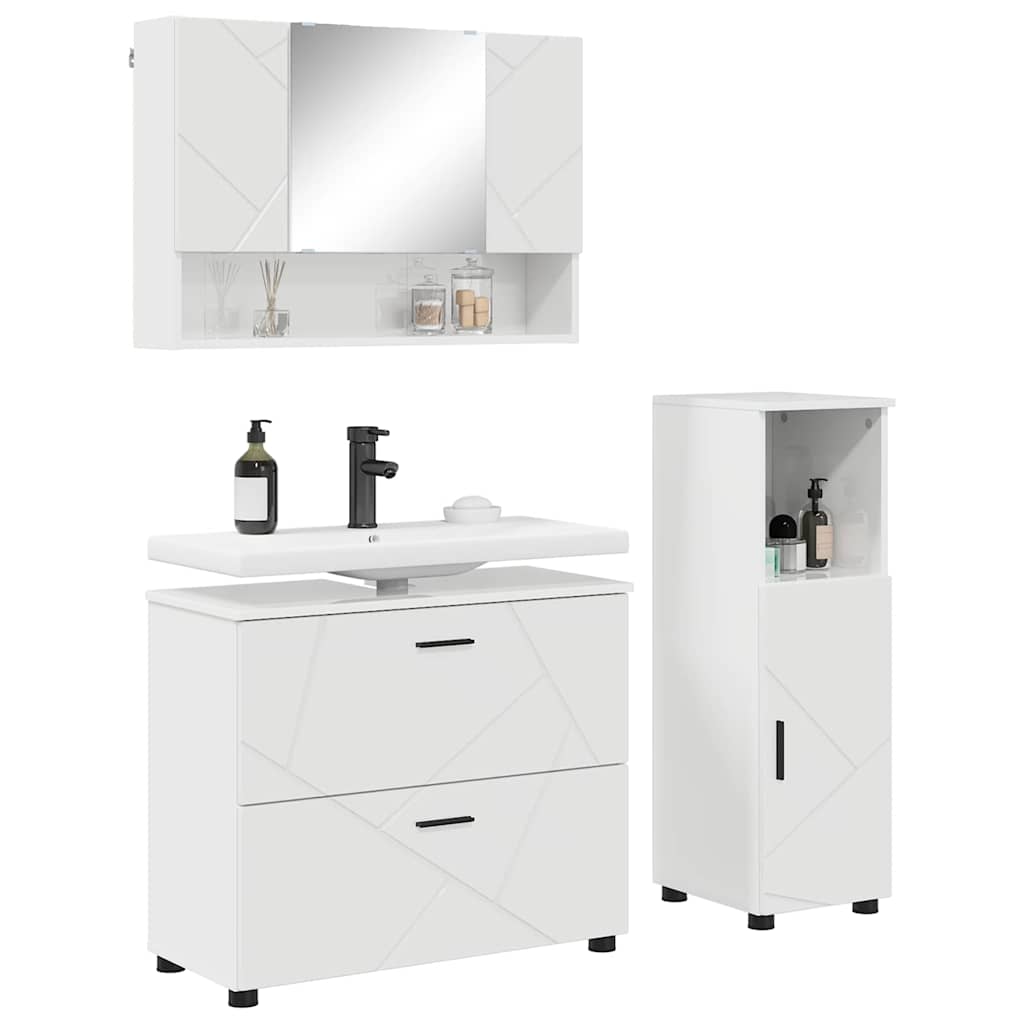 Ensemble de mobilier de salle de bain 3 pc Blanc brillant