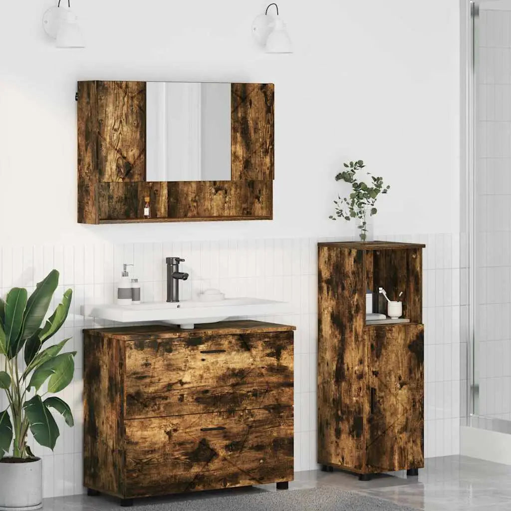 Ensemble de mobilier de salle de bain 3 pièces Chêne fumé - XIOS