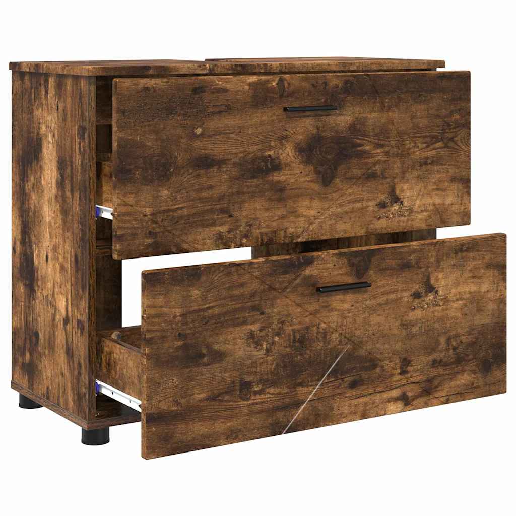 Ensemble de mobilier de salle de bain 3 pièces Chêne fumé