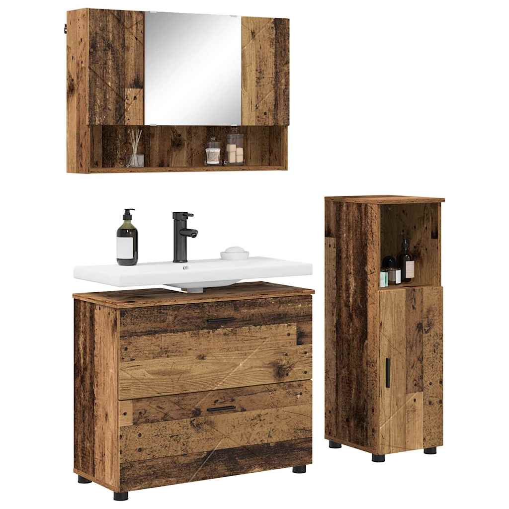 Ensemble de mobilier de salle de bain 3 pièces Bois Ancien