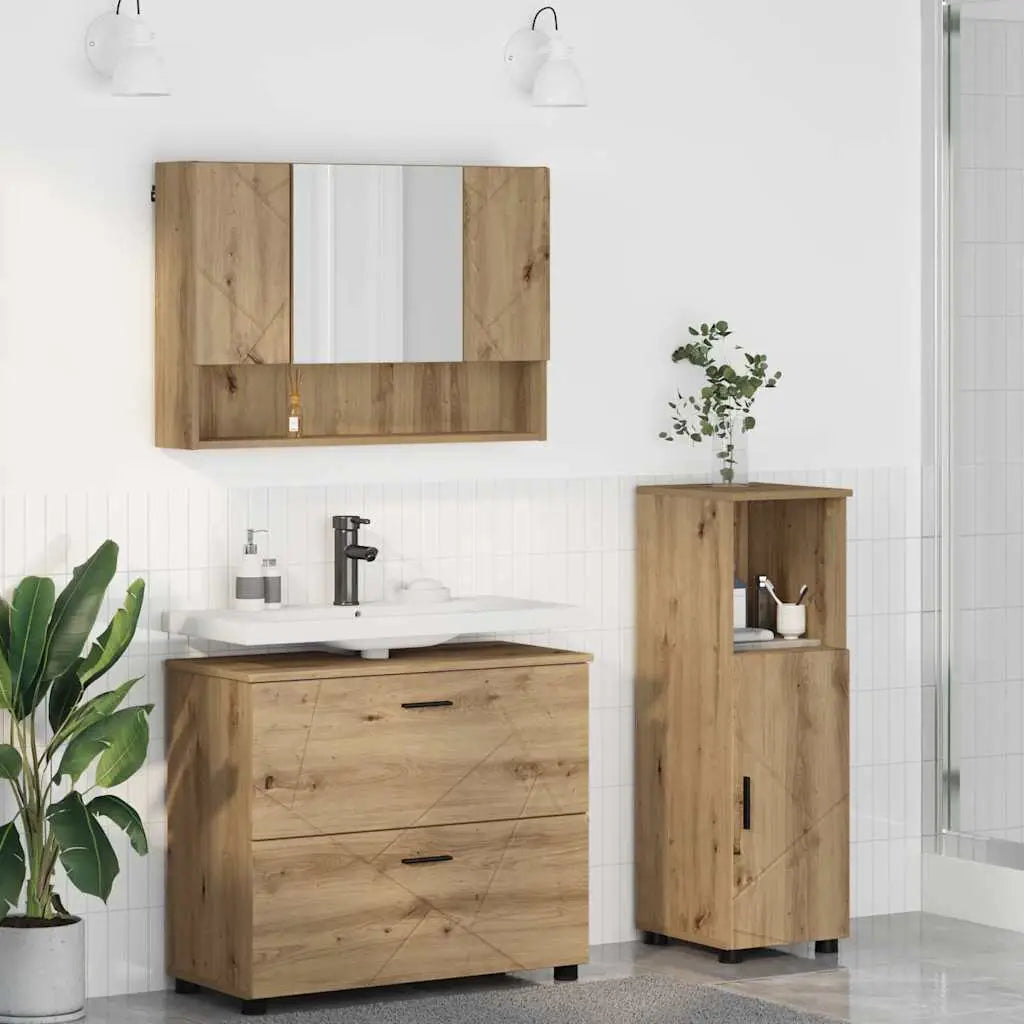 Ensemble de mobilier de salle de bain 3 pc Chêne artisanal - XIOS