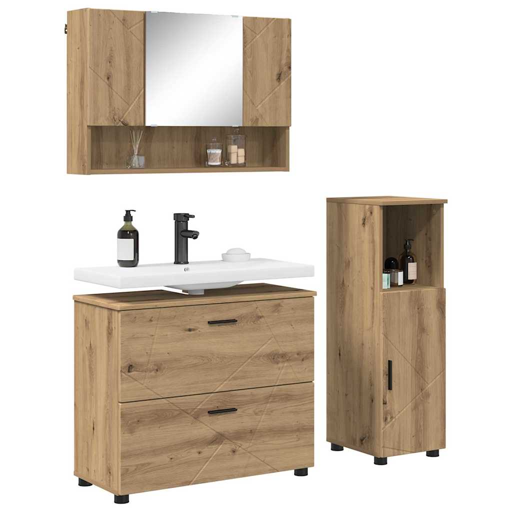Ensemble de mobilier de salle de bain 3 pc Chêne artisanal