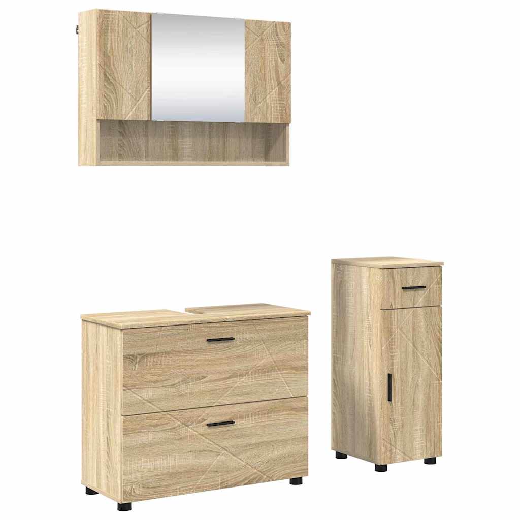 Ensemble de mobilier de salle de bain 3 pièces Chêne Sonoma