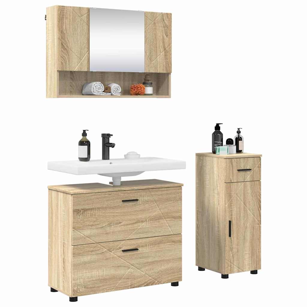 Ensemble de mobilier de salle de bain 3 pièces Chêne Sonoma
