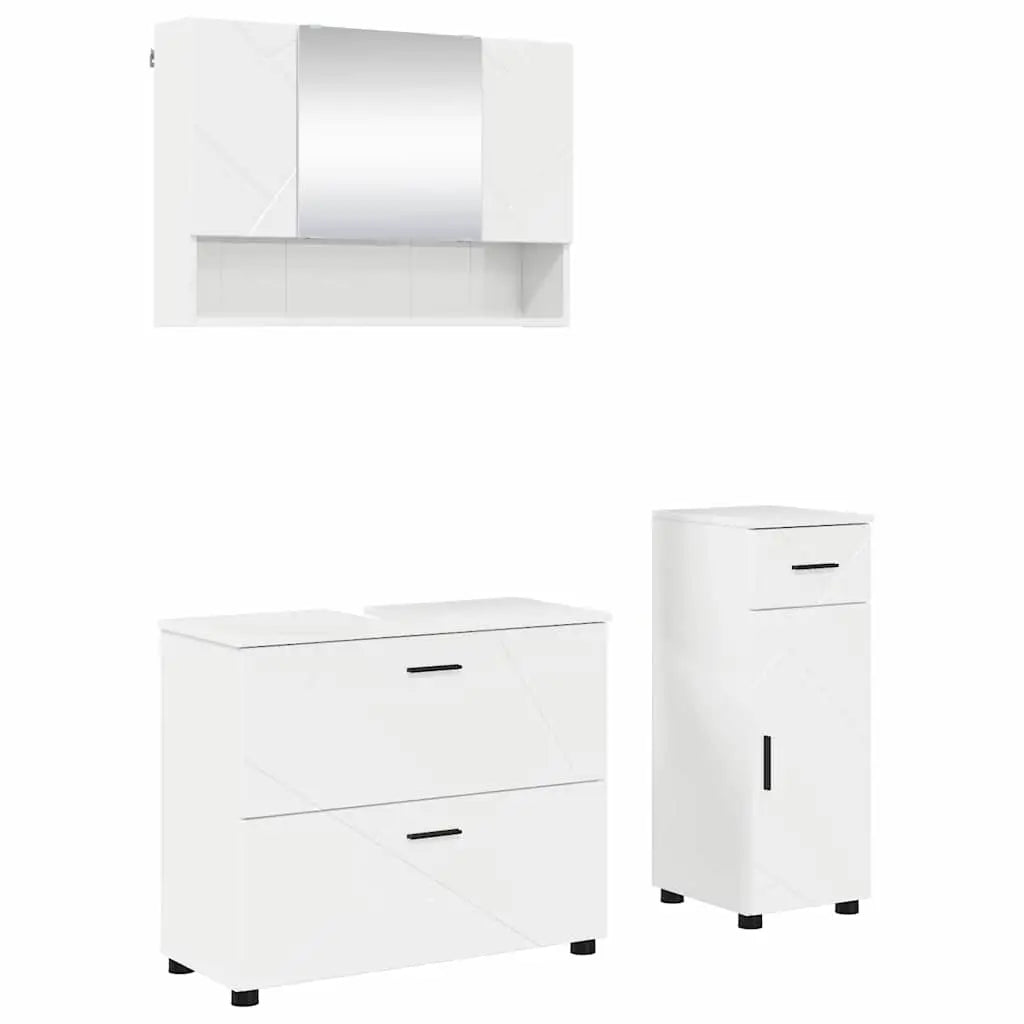 Ensemble de mobilier de salle de bain 3 pc Blanc brillant - XIOS