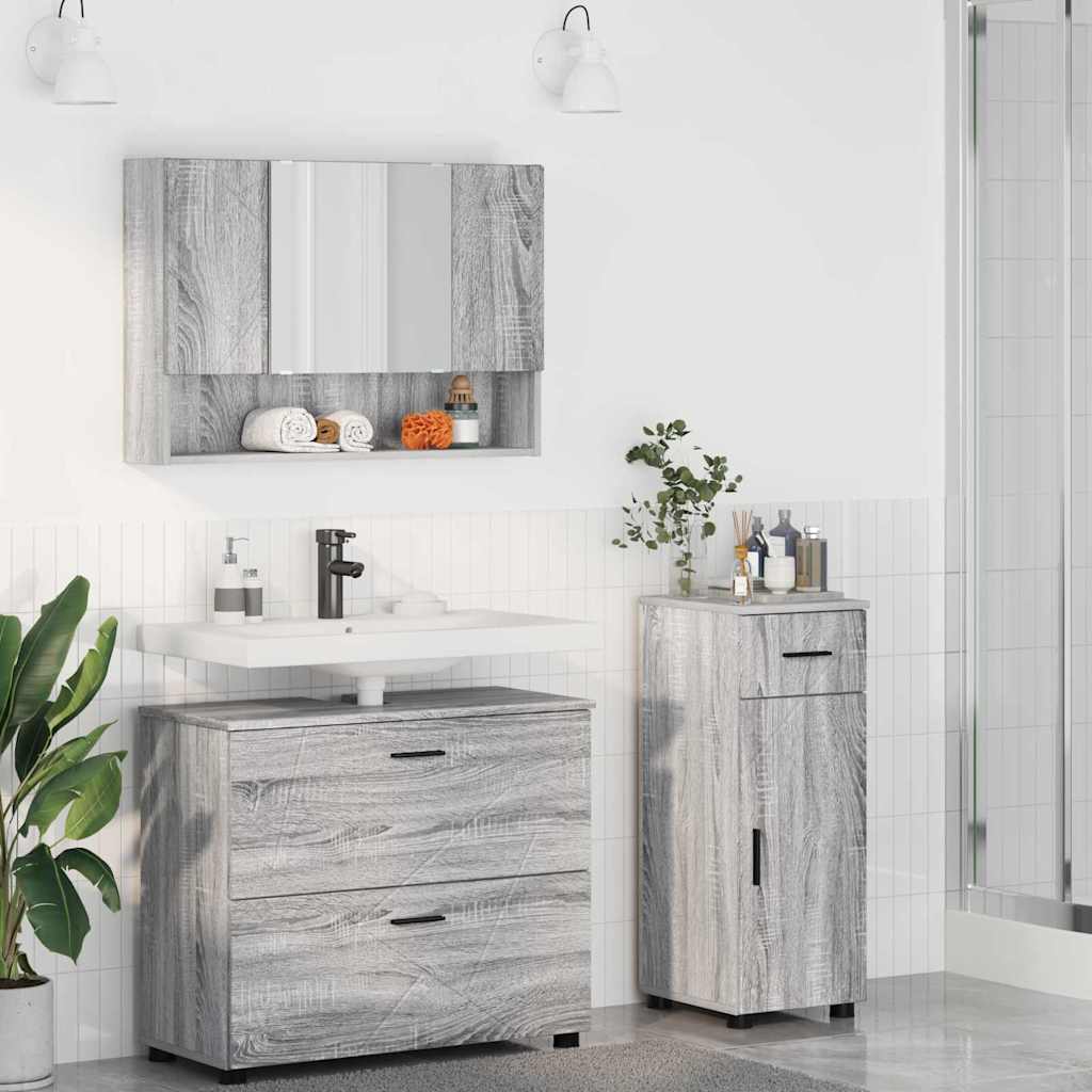 Ensemble de mobilier de salle de bain 3 pièces Gris Sonoma
