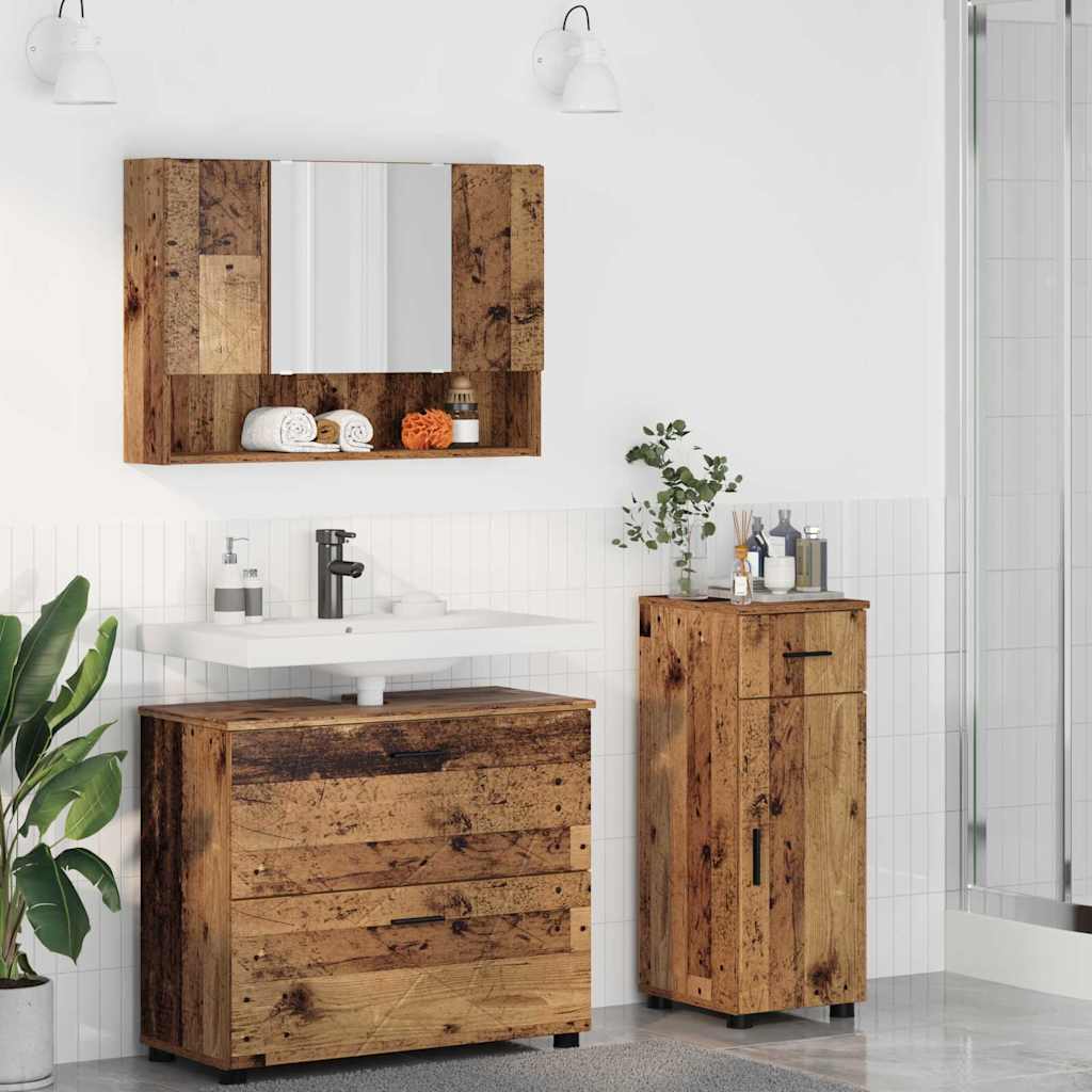 Ensemble de mobilier de salle de bain 3 pièces Bois Ancien