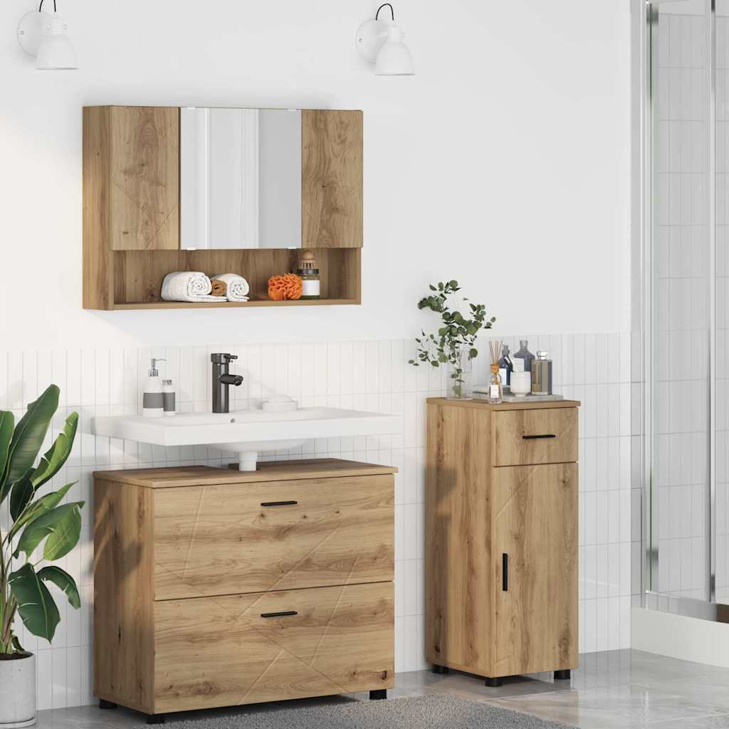Ensemble de mobilier de salle de bain 3 pc Chêne artisanal