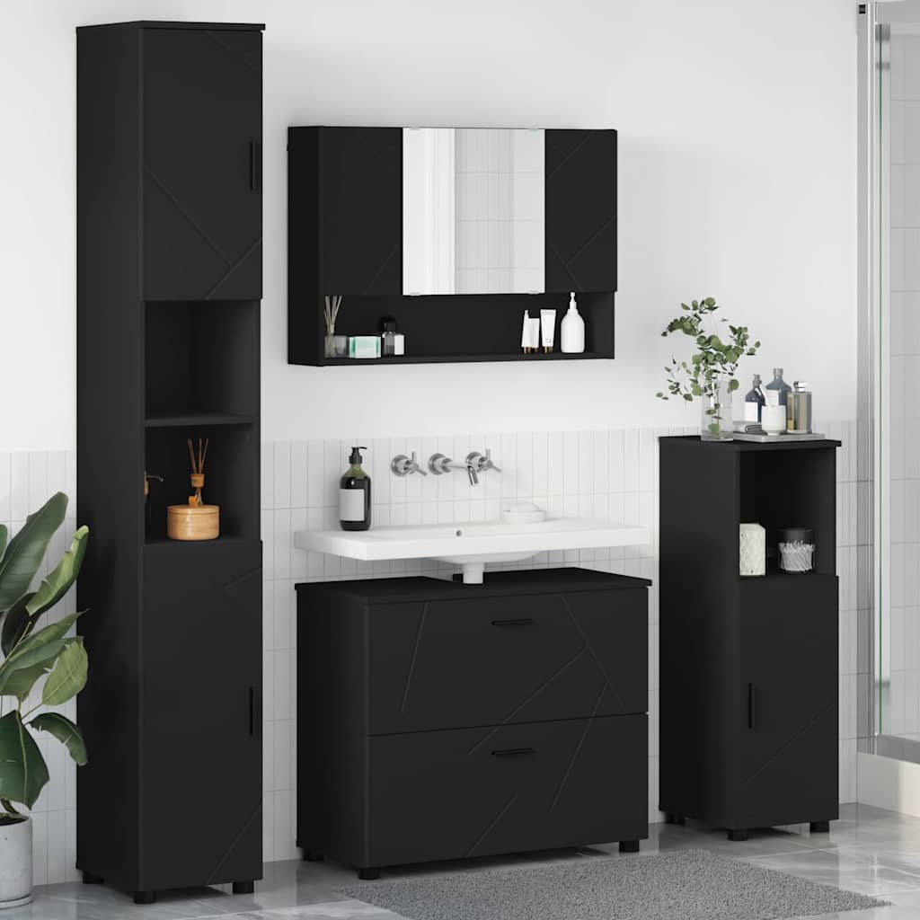Ensemble de mobilier de salle de bain 4 pc Noir