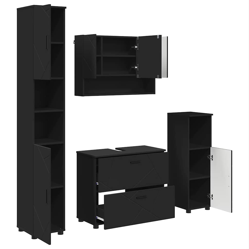 Ensemble de mobilier de salle de bain 4 pc Noir